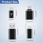 USB C Adapters Type C to USB 3.0 OTG Adapter, Micro USB to USB C Adapter Compatible with Galaxy Smartphones, Laptops, PC, in Car and More 4 Pack