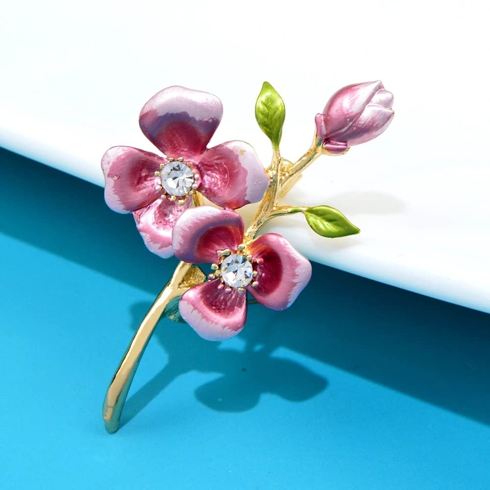broche, Broches de flores esmaltados con diamantes imitación for bodas, oficina, broche planta elegante, alfileres, joyería for mujeres y hombres