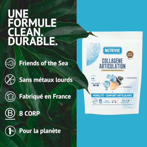 Collagène Marin Naticol Type I & III 10000mg - Enrichi Vitamine C + Manganèse - Articulations, Cartilages & Mobilité - Pêche responsable - Goût Cacao - Poudre 300g - Fabriqué en France - Nutrivie – vue 6