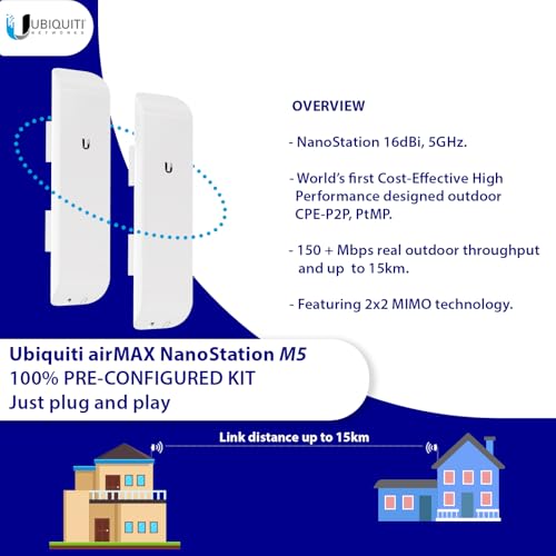 image for Epsilont Wireless Bridge NSM5 Pre-Configured Bundle of 2, M5 Point to 