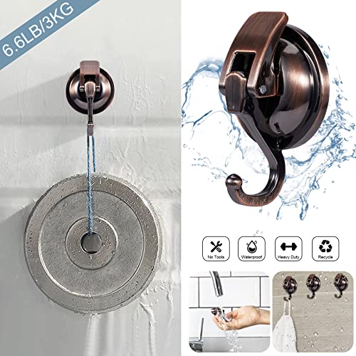 Apkhgtb Suction Cup Hooks Heavy Duty Vacuum Suction Shower Hooks Glass Suction Cup Hooks Bathroom Towel Hooks Reusable No Hole Punched For Wreath Hanger (Red Bronze 2Pack) #TOP4