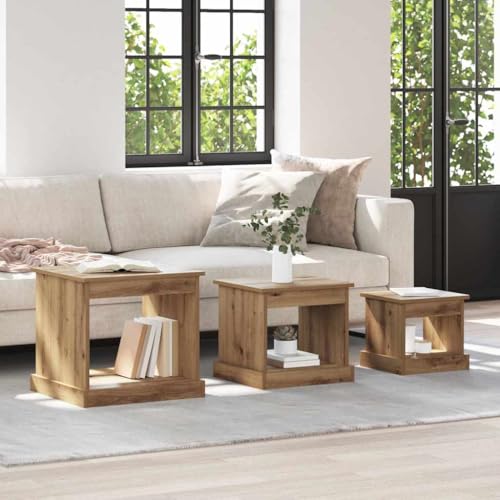 Table Basse Gigogne Gain de Place en Chêne pour Salon et Bureau