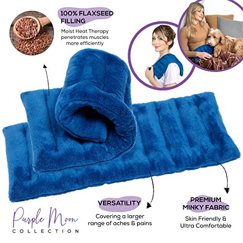 Microwave Heating Pad For Cramps & Targeted Pain Relief, 6"X16" Reusable Heat Pack, Warm Compress Moist Heating Pad Microwavable For Muscle Aches, Back, Neck & Shoulders - Hot/Cold Therapy Bag (Blue) #TOP3