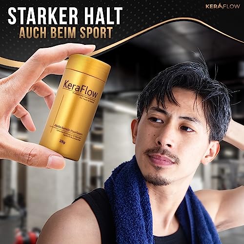 KeraFlow Streuhaar [Dunkles dunkelbraun] 28g - Schütthaar zur Haarverdichtung - Haarfasern für dichtes Haarvolumen gegen Haarausfall, kahle Stellen und dünnes Haar - Hair Fibers für Damen & Herren