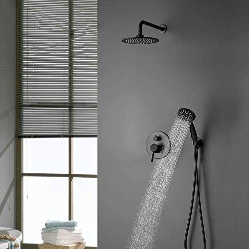 Systèmes de douche de baignoire encastrée ronde ensemble de douche noire murale