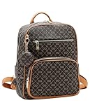 Chenson Mochila Feminina Média Monograma Elegance Café 8485493 com Estrutura Firme e Bolsos Funcionais para Notebook