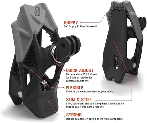 Miniatura 7 de Dango Design Soporte de agarre - Soporte universal de abrazadera para cámaras de acción uso como soporte en motocicleta cascos de deportes de
