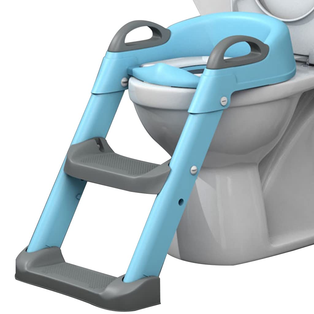 Toilettensitz Mit Treppe Fur Madchen Einstellbar Toilettentrainer Mit Treppe Mit Armlehnen, Faltbar Toiletten-Trainer Mit Spritzschutz, Einfach Zu Montieren Und Zu Reinigen