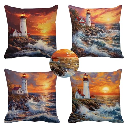Coussin extérieur impérmeable 60x60 orange lot de 4 - 2