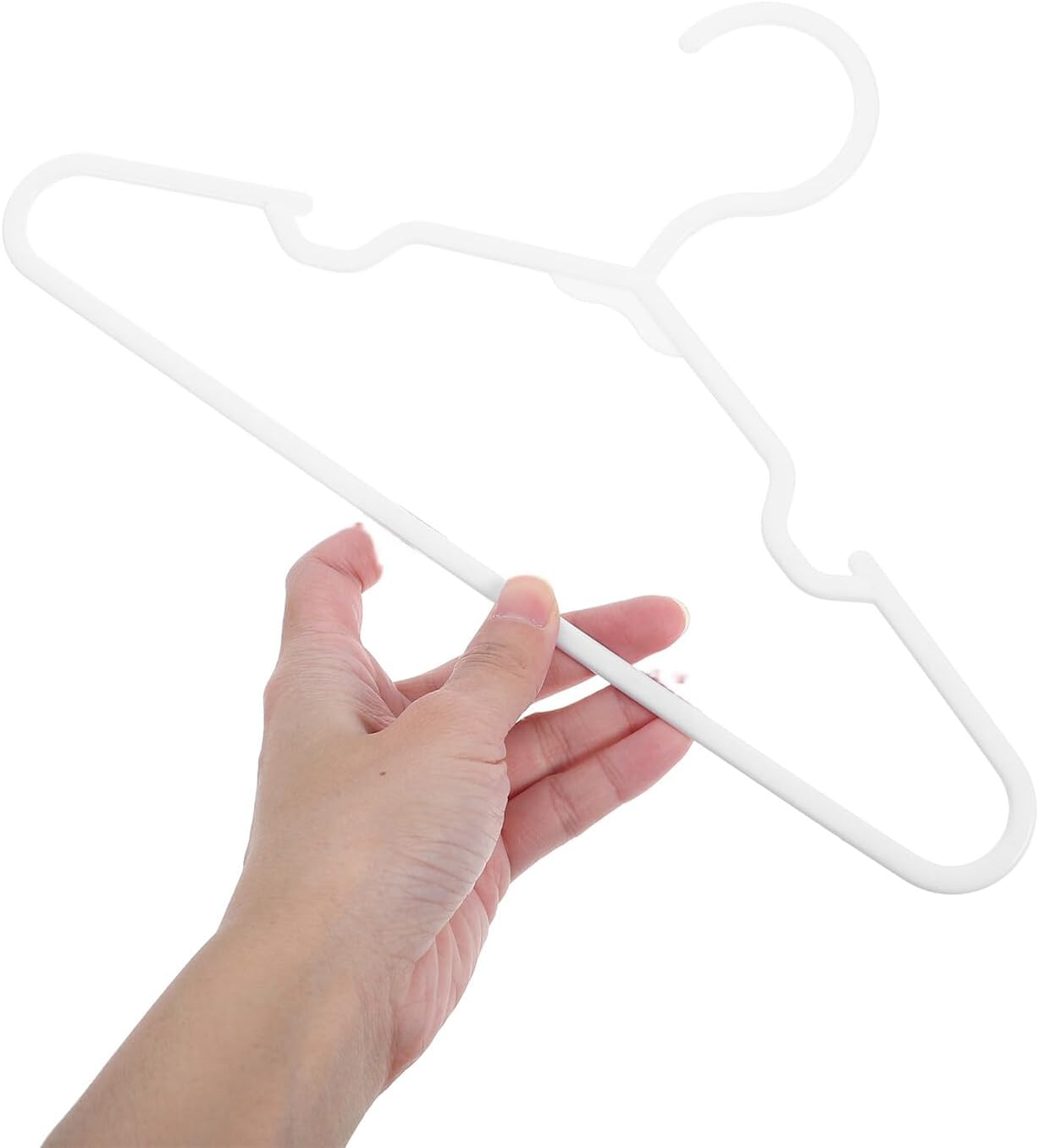 50pcs White Heavy Duty Plastic Clothes Hangers Short Neck Shirt Hangers Space Saving for Boys and Nursery Closet Drying