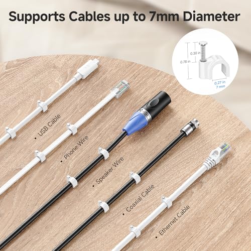Cable Matters 200-Pack Nail-in Cable Clips Cord Organizer