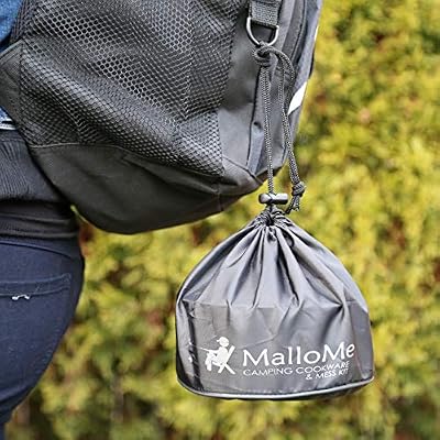 MalloMe Camping Cookware Mess Kit for Backpacking Gear Camping Cooking Set - Camping Pots and Pans Set - Backpacking Stove/Portable Stove Compatible - Camp Kitchen Equipment Accessories Pot