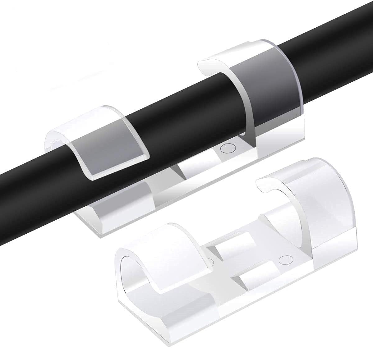 Cyrox Self Adhesive Transparent Cord Hooks - TV, Home, Office, Cubicle, Car, Desk Cables Manager Design Clear 7mm Diameter Multipurpose Use (Pack of 20 Pieces)