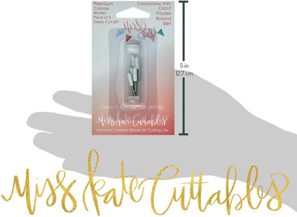 Carbide Blades for Cricut Explore Air 2 Vinyl Cutting Machines - Deep Cut 60 Degree - 5 Pack - Premium German Carbide - by Miss Kate Cuttables - Replacement Blade for Cricut Pazzles