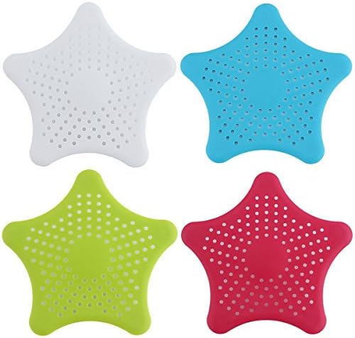 Star shaped Rubber Drain Strainer, Drain cover, Sink Strainer, Hair Catcher. Clings onto drains (Pack of 3)