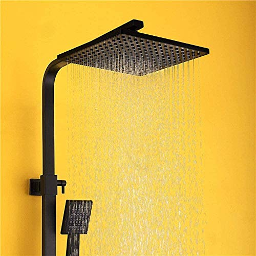 Robinets de douche de bain carrés noirs avec mitigeur cascade s - 4