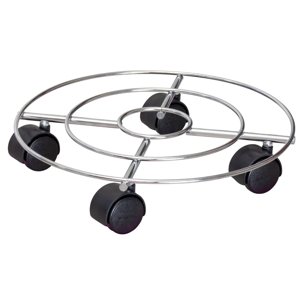 Wagner Support à roulettes pour Pot de Fleur Chrome Ø 30 x 6,5 cm I Porte Plante pour l'intérieur, Chrome I Support Roulant pour