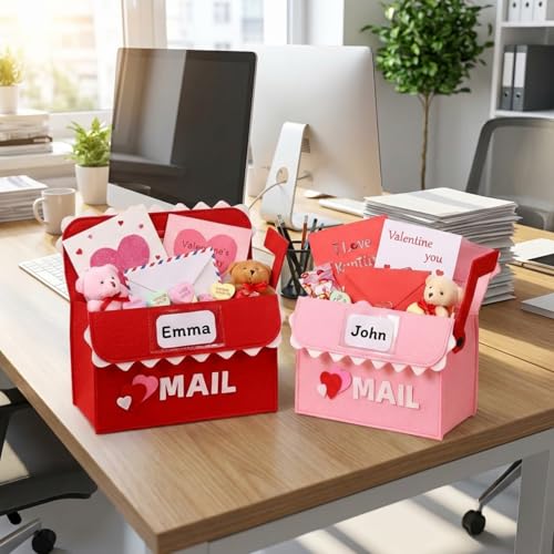 Boîte aux lettres en feutre de Saint-Valentin Libima avec cartes d'échange - 5