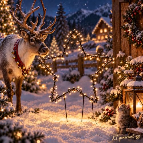 LED Weihnachtsstern Weihnachtsbeleuchtung Stern warmweiß Timer Netzteil