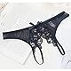 VisSec Damen String Tanga Ouvert Slip Sexy Unterwäsche Unterhosen Dessous Offener Schritt Wetlook Spitze Reizvoller Niedrige Taille, Schawarz (Schwarz, XL - 42)