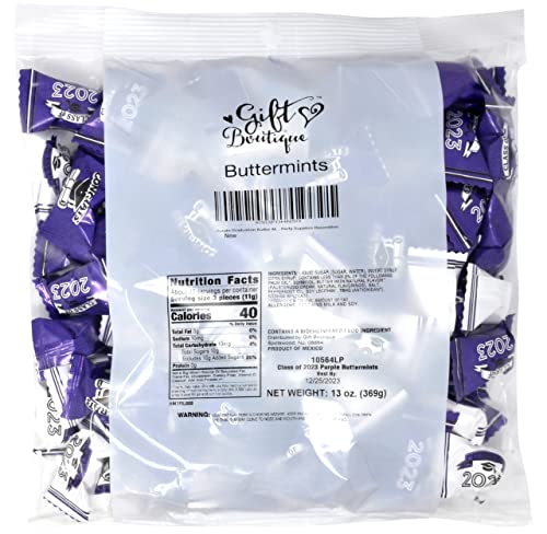Purple Graduation Butter Mints Class Of 2023 Candies Bag 100 Count Individually Wrapped Congratulations Grad Mint Candy 13 Ounce Bags Goody Treat Sweet Holiday Dinner Party Supplies Decoration #TOP7