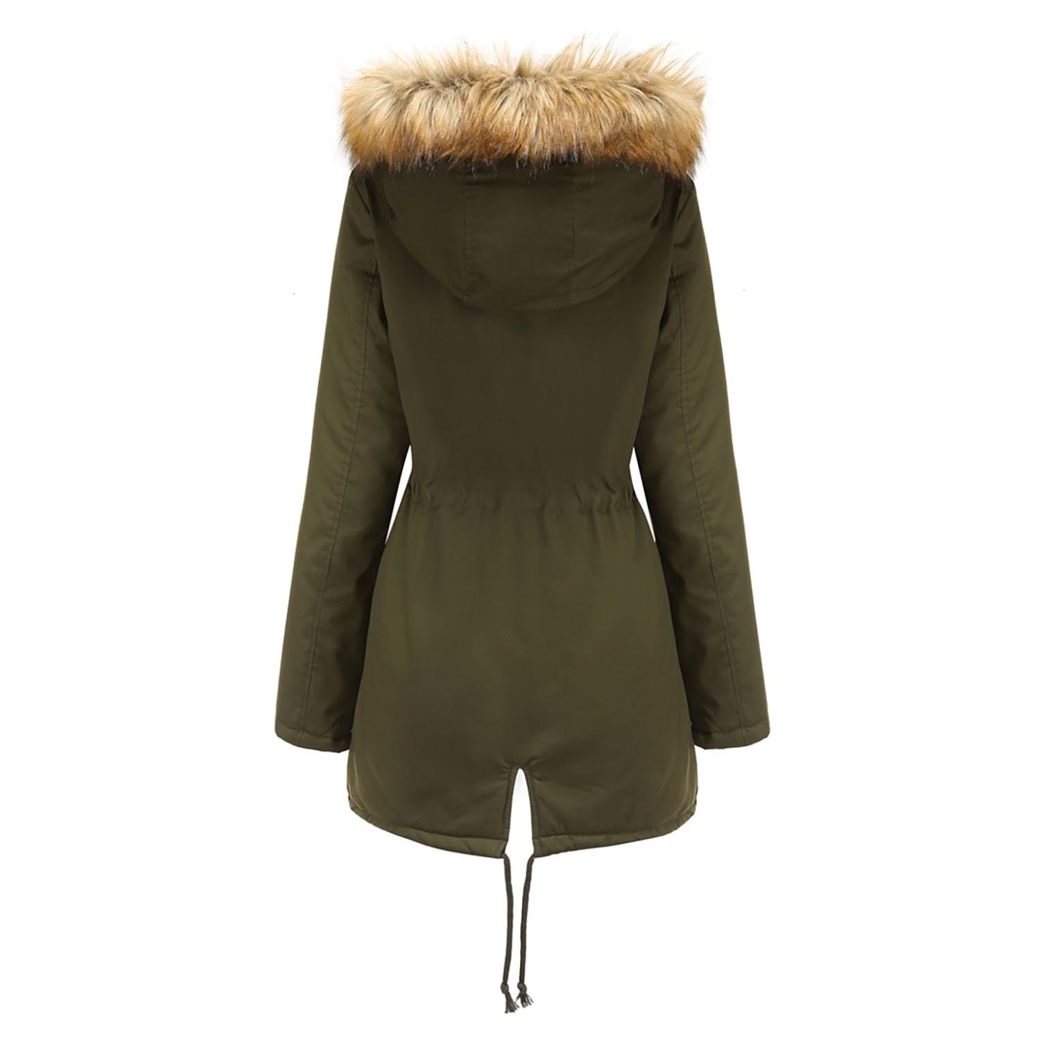 Frauen Winterjacke Kunstpelz Kapuze Baumwolle Gepolstert Mantel Damen Parka Oberbekleidung Zip Up Plus Size Solid Outdoor Sportbekleidung,Green,4XL(Chest:141cm)