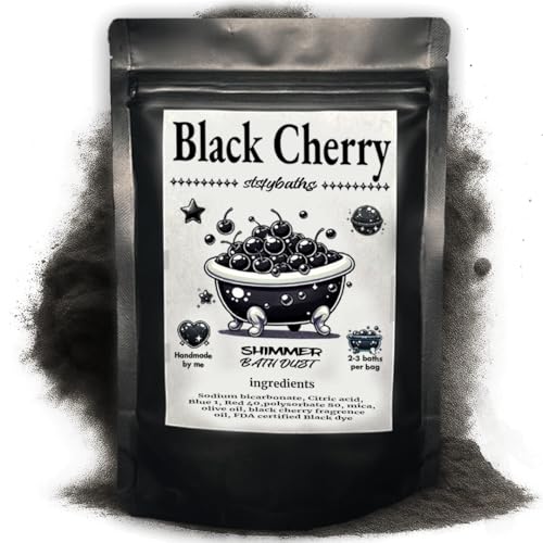 Stsfybaths Black Cherry Shimmer Bath Bomb in A Bag - Handmade Scented Bath Bombs for Women Kids and Men - Bulk Bathbomb Fizzies Perfect for Boys and Girls All Ages (Small Black)
