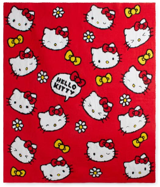 Image of Jay Franco Feather Knit Blanket - 50 inch x 60 inch Inch Soft & Cozy Plush Throw for Bedroom & Couch Decor, Official Licensed Product, Red - Hello Kitty