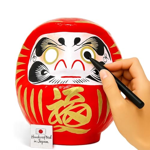 Daruma Rouge Japonais 12 cm (4.7") – Poupée Porte-Bonheur Traditionnelle Fabriquée au Japon | Figurine pour Vœux, Réussite & Motivation | Décoration Zen Authentique pour Maison, Bureau & Méditation