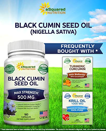 Black Cumin Seed Oil 500mg - 180 Capsules - Cold Pressed Black Seed Oil (Nigella Sativa) Supplement Pills to Support Skin & Hair Health - Virgin & First Pressing - Non-GMO - Thumbnail 4