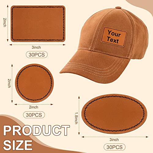 90 Pcs Blank Leatherette Hat Patches Iron On Leatherette Rectangle Patch Faux Leather Patches For Hats Backpack Fabric Repair Sew Laser Supplies, Oval Round Rectangle #TOP2