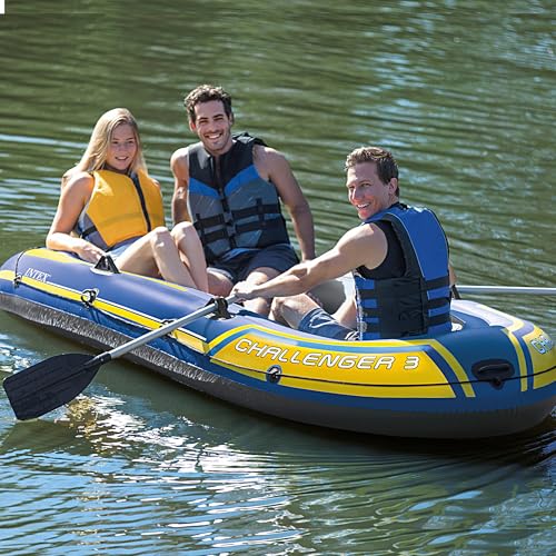 Intex Challenger 3 Set Schlauchboot - 295 x 137 x 43 cm - 3-teilig - Blau / Gelb, 68370NP, 6.5 cm