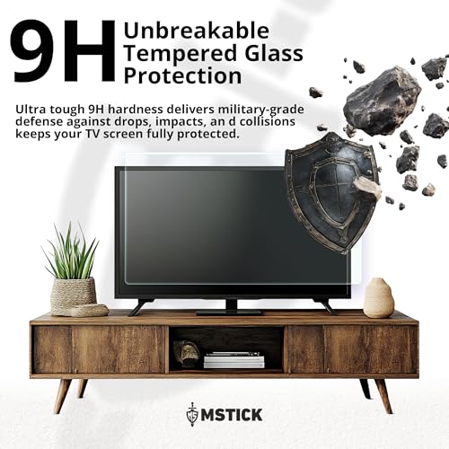 Image of MSTICK 32 Inch TV Screen Protector - Tempered Glass Guard with 9H Hardness, Scratch Resistant, Anti-Glare, Ultra HD Clear Protection for LED LCD Smart TVs