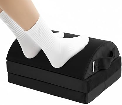 Under Desk Foot Rest, 3 Adjustable Heights, Foam Foot Stool Black | Ergonomic foot support, Teardrop Shape, Stable floor placement, Footrest with Washable Cover for Car, Home and Office