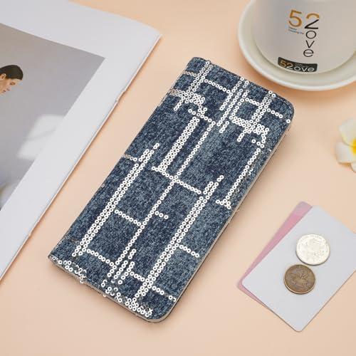 Ultra Slim Thin Denim Wallet Women RFID Blocking Credit Card Holder Bifold Long Ladies Billfold Wallet2