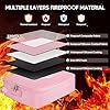 BALEINE Fireproof Document Box with Lock, Portable Fireproof Document Bag Waterproof Fire Proof File Boxes for Documents, File Organizer Box for Important Paperwork (Pink, 15''x11''x4'')