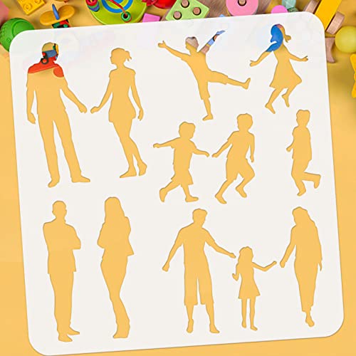 FINGERINSPIRE Schablone Für Kleine Figuren 30x30 cm Quadratisch Malschablone Familienschablone Paare Vorlage Familienmitglied Silhouette Schablone Kunststoff PET Schablone Für Boden Wand Tür Möbel