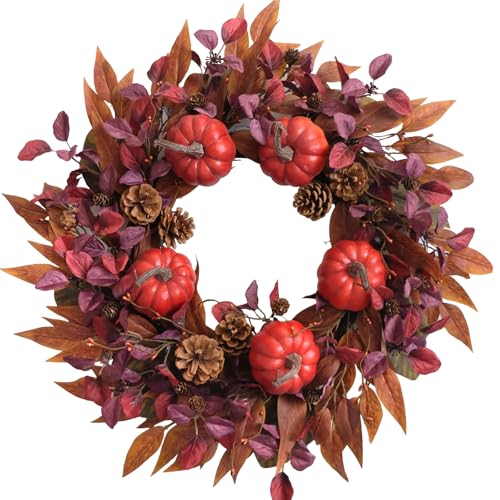 Bibelot 22 Inch Fall Wreath for Front Door - Farmhouse