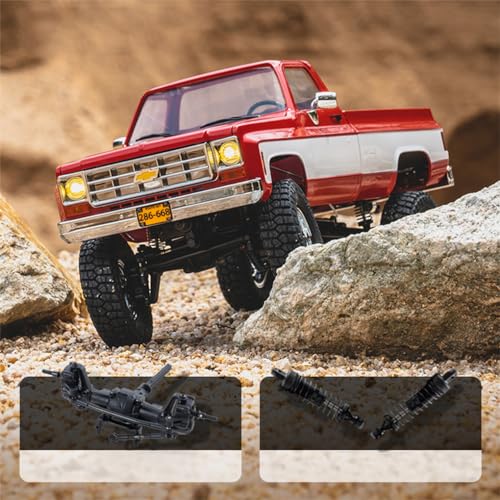 ecdiykit FMS 1/18 Chevrolet K10 RC Truck FCX18, Officially Licensed 4WD 2.4GHz RC Crawler 2 Speeds Switch with 900mah Battery and LED Lights, Off-Road RC Model for Adults, Red(U.S. Shipments)