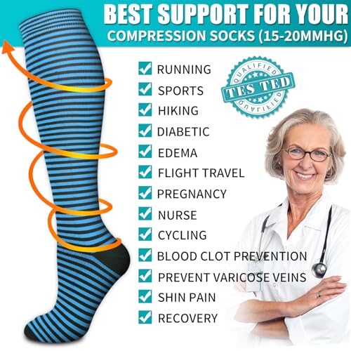 Image of Copper Compression Socks for Women & Men (6 pairs) - Best Support for Nurses, Running, Hiking, Recovery