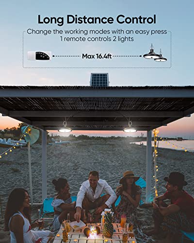 Jackyled Dual Head Solar Pendant Lights With Motion Sensor, 4 Modes & Waterproof Indoor Outdoor Use, Dimmable Remote & 16.4Ft Cord, Shed Lights For Barn, Patio, Coop, Gazebo & Garage, Cool White #TOP5