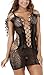 Papapai Lencería, lencería Sexy para Mujer, Vestido Babydoll, lencería, Pijama, Vestido de Enagua para Mujer, Encaje Sexy, Rejilla Flexible, Ropa Interior de Peluche, Mono de Malla (Negro)