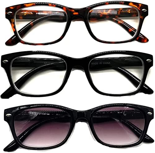 b21design Nearsighted Distance Driving Glasses Eyeglasses for Men Women 3-Pack (3 Pack, 1.5, multiplier_x)