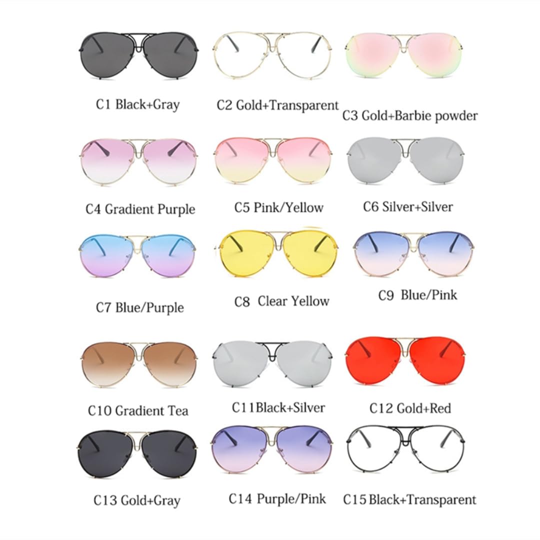 Sonnenbrille Damen Herren Metall Luxus Große Verlaufsgläser UV400