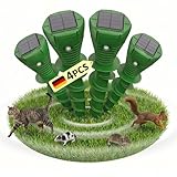 4 Stück Solar Maulwurf Vertreiber, Ultraschall Wühlmaus Vertreiben Testsieger, IP65 Wasserdicht Wühlmausschreck, Marderschreck, Haustierfreundlich gegen Maulwürfe, Wühlmäuse & Gartennagetiere