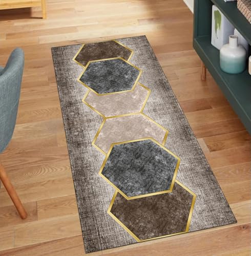 Alfombra moderna lavable de cocina pasillo gris de 40x300 cm 2