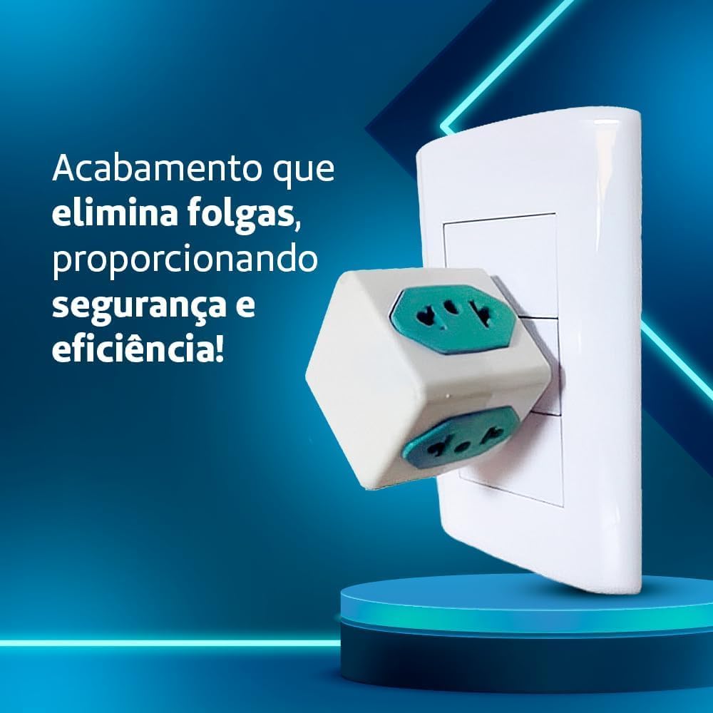 KIT Com 2 Adaptadores Benjamim Cubo 3D Com 3 Entradas de Tomada 10 Amperes E 1 Entrada de Tomada 20 Amperes CORES SORTIDAS Plug Padrão Novo 3 Pinos Resistente PREMIUM ONYK