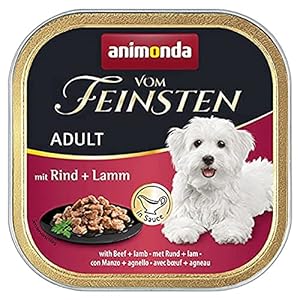 Nourriture pour Chien Humide avec bœuf + Agneau en Sauce (22 x 150 g), Nourriture pour Chien sans céréales ni Sucre d&rsquo;animonda, ingrédients Frais et charnels