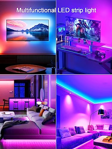 Image of GIPOYENT TV Light Strip, Music Sync LED 3M TV Backlight, 9.8ft RGB Color Changing Light Strip for Home Theater