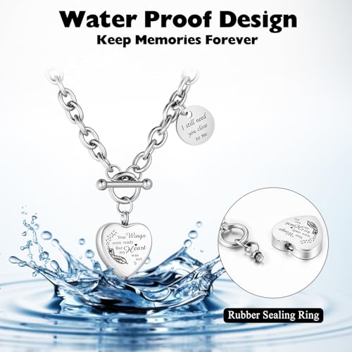 XIUDA Heart Cremation Urn Necklaces for Ashes Locket Cremation Jewelry for Human Ashes Stainless Steel Memorial Keepsake Pendant for Women4